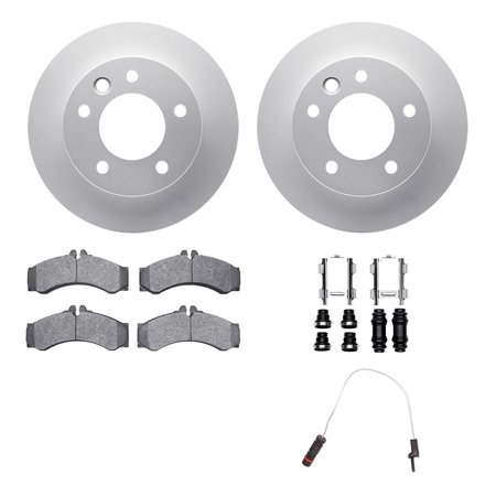 DYNAMIC FRICTION CO 4222-40008, Geospec Rotors with Heavy Duty Brake Pads includes Sensor and Hardware, Silver 4222-40008